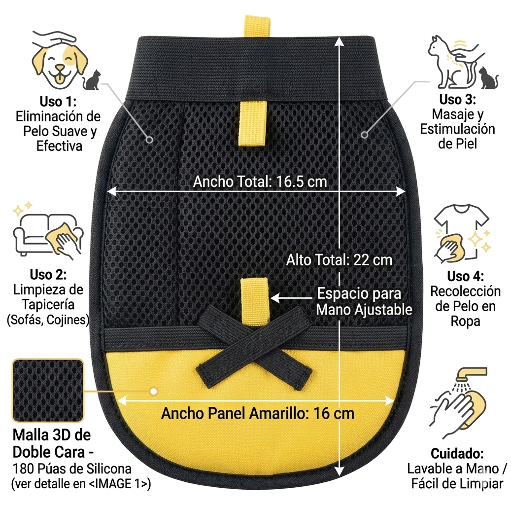 Guante Removedor de Pelo 2 en 1 - Negro