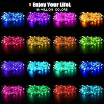 Smart RGB Fairy Lights - Bluetooth Control, 5M/10M/20M, Waterproof, 16 Colors