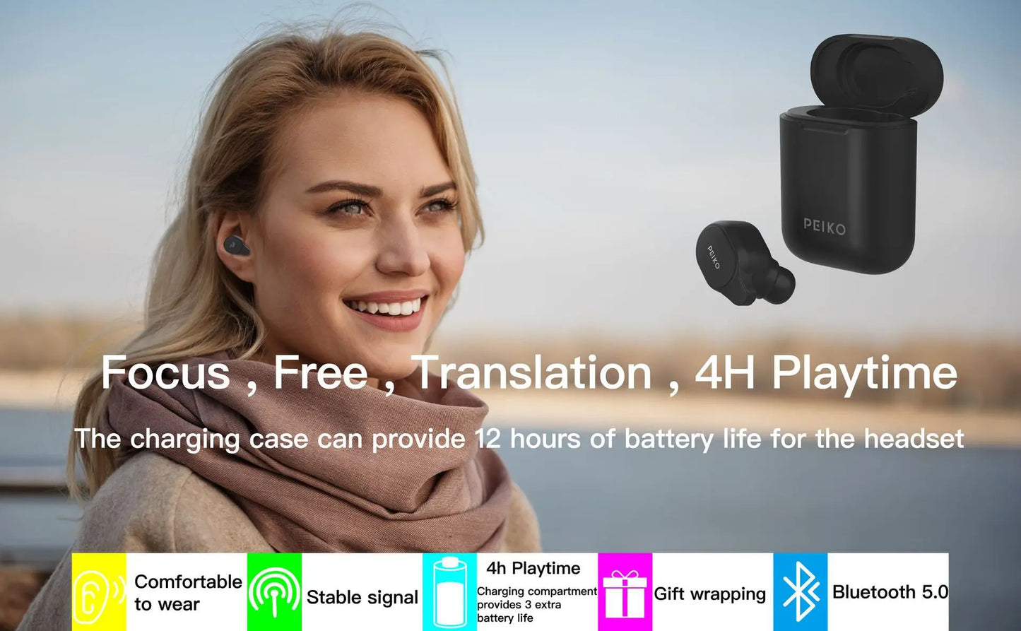 TalkEase Wireless Translator Earbud – 50+ Languages, Bluetooth, Offline Translation & Voice Assistant