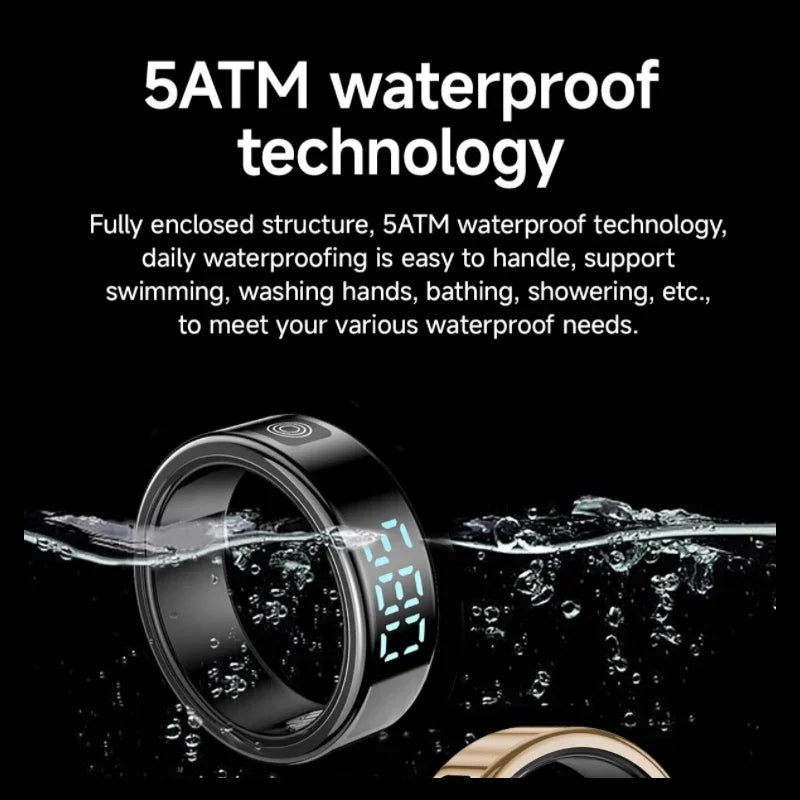 Smart Ring with Charging Case | Waterproof Health Tracker, Heart Rate & Sleep Monitor