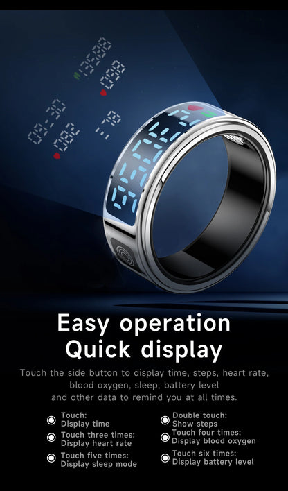 Smart Ring with Charging Case | Waterproof Health Tracker, Heart Rate & Sleep Monitor