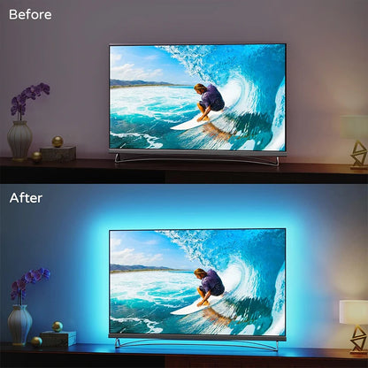 Ambient TV LED Backlight Kit - 4K HDMI-Compatible, RGB Strip Lights, Screen Sync, EU/US Plug