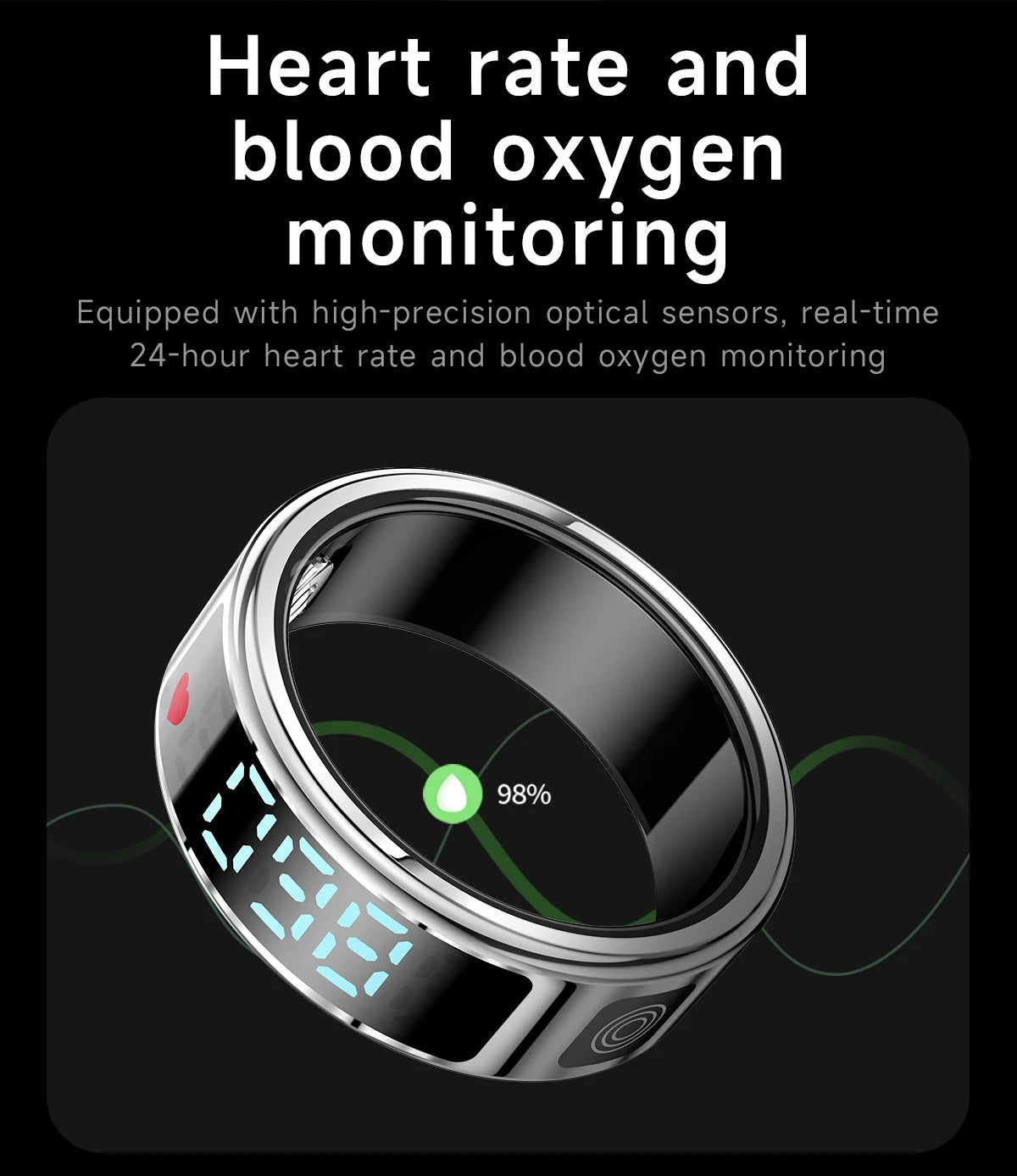 Smart Ring with Charging Case | Waterproof Health Tracker, Heart Rate & Sleep Monitor