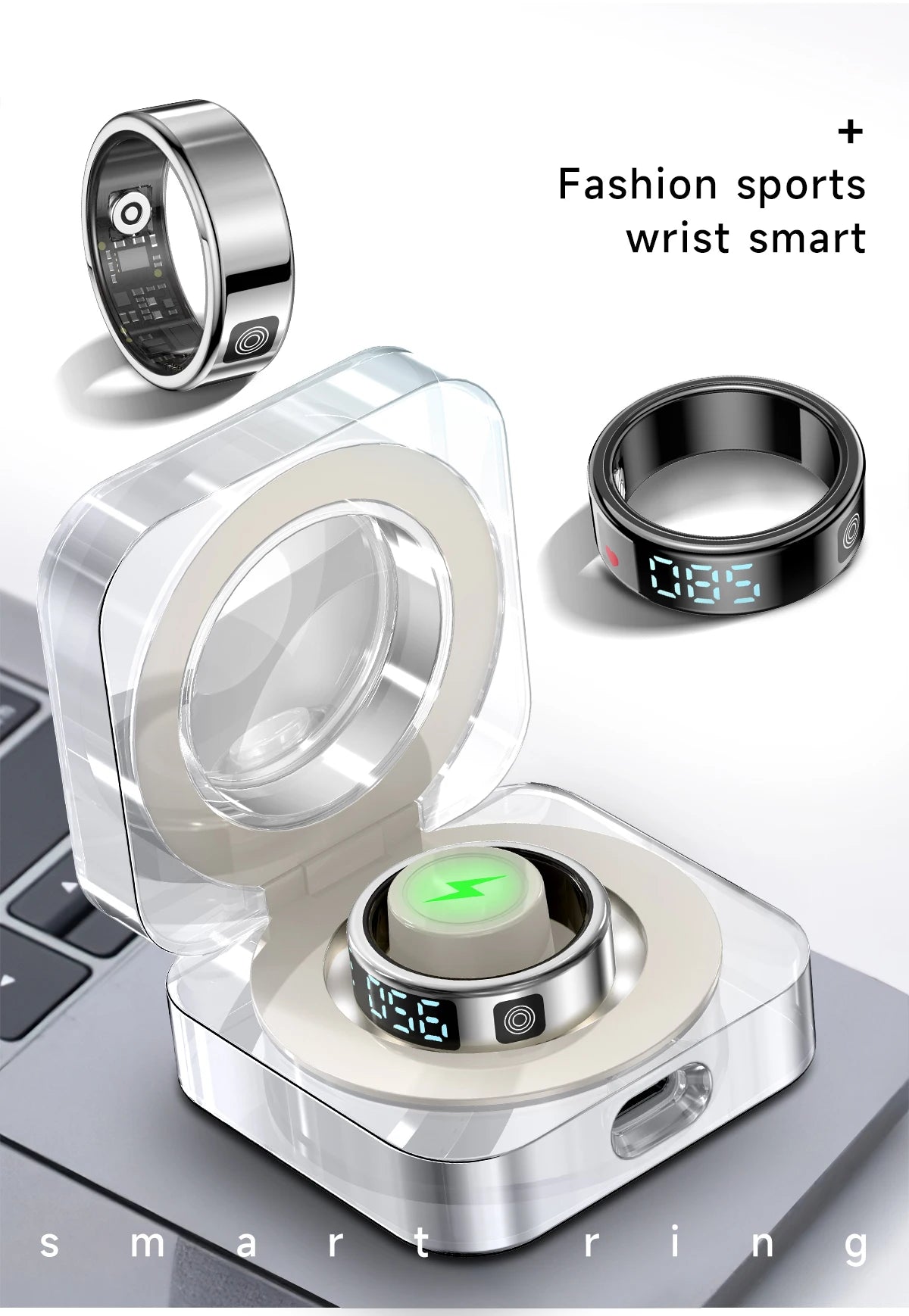 Smart Ring with Charging Case | Waterproof Health Tracker, Heart Rate & Sleep Monitor