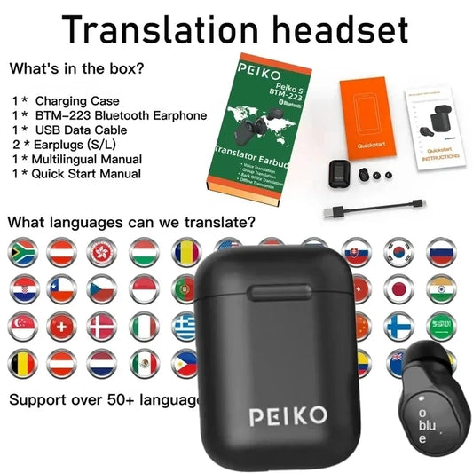 TalkEase Wireless Translator Earbud – 50+ Languages, Bluetooth, Offline Translation & Voice Assistant