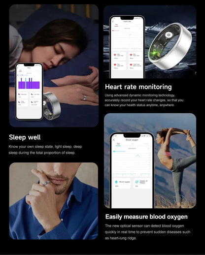 Smart Ring SR06 with Charging Case | Heart Rate & Blood Oxygen Monitor, Waterproof