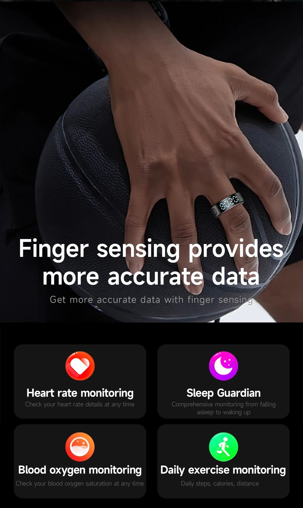 Smart Ring with Charging Case | Waterproof Health Tracker, Heart Rate & Sleep Monitor