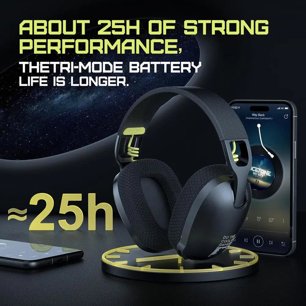 Wireless Gaming Headset - 2.4G, Noise-Cancelling Mic, 25Hr Battery, for Gaming & Mobile