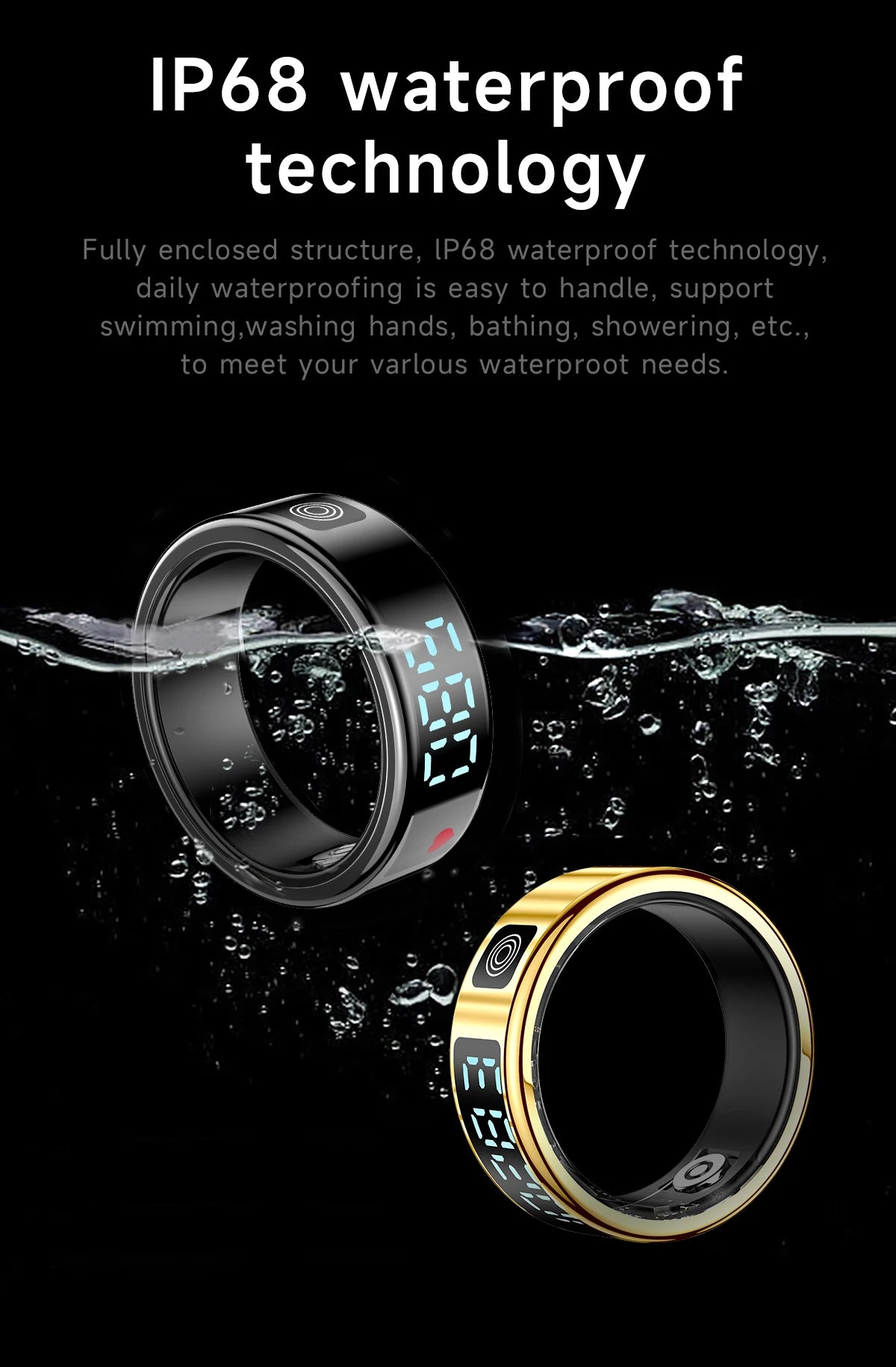 Smart Ring with Charging Case | Waterproof Health Tracker, Heart Rate & Sleep Monitor