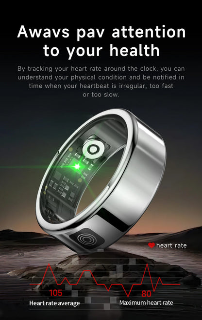 Smart Ring with Charging Case | Waterproof Health Tracker, Heart Rate & Sleep Monitor