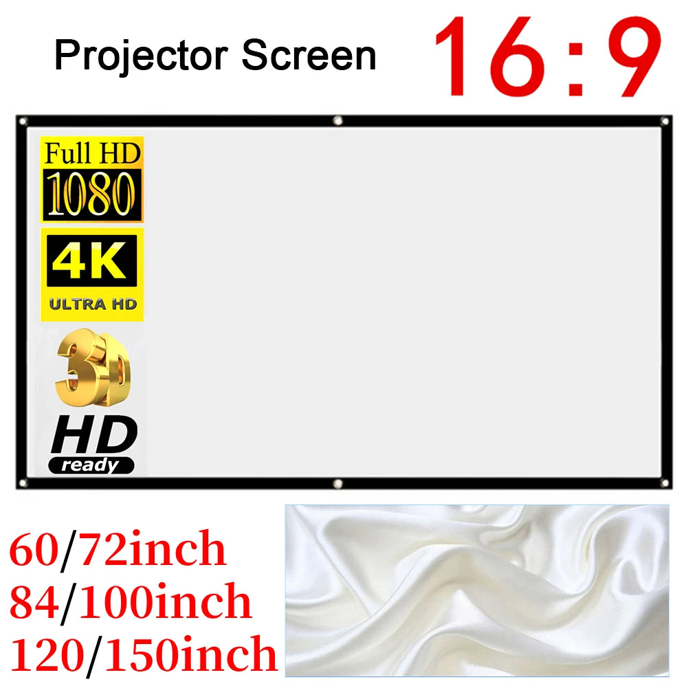 Portable HD Projector Screen - Multiple Sizes for Home and Outdoor Use