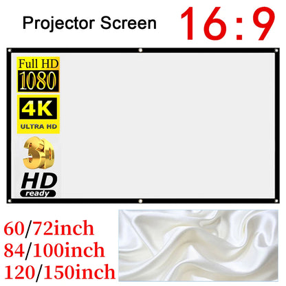 Portable HD Projector Screen - Multiple Sizes for Home and Outdoor Use