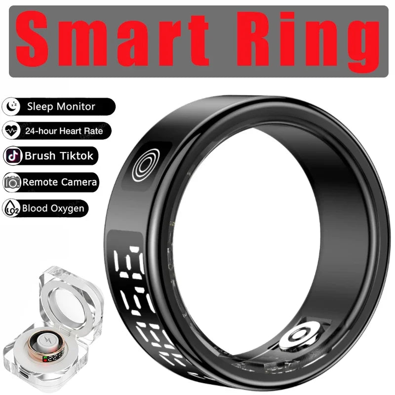 Smart Ring with Charging Case | Waterproof Health Tracker, Heart Rate & Sleep Monitor