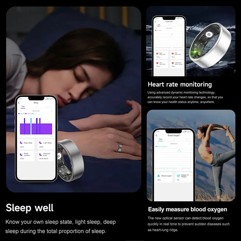 Smart Ring SR06 with Charging Case | Heart Rate & Blood Oxygen Monitor, Waterproof